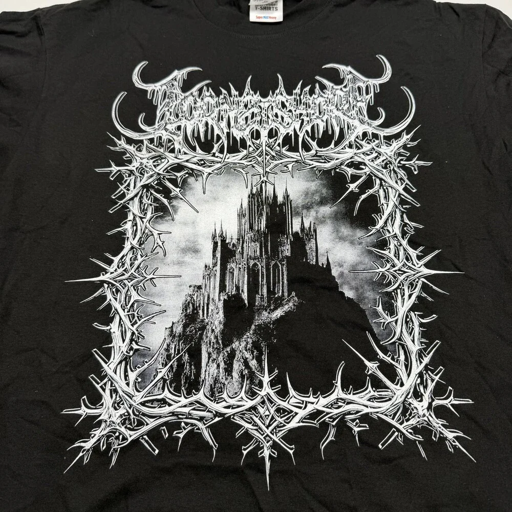 Shaka Wear Shirt Mens XL Black Gothic Castle Graphic Tee Heavyweight Metal Band